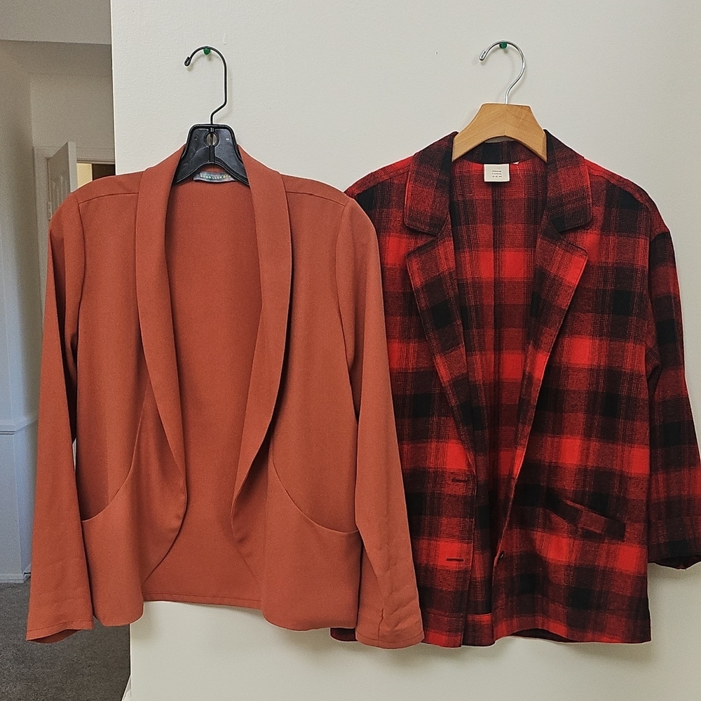 Twp Set Of Women's Red Plaid and Rust Jackets